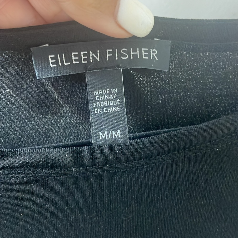 Eileen Fisher 100% Silk Long Sleeve Maxi Dress Black Size M - Picture 2 of 5